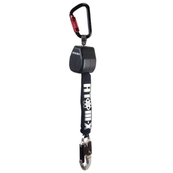 Picture of Atom Fall Arrest Block 1.8m fitted with alloy snap hook and alloy karabiner. Max user weight 150kg