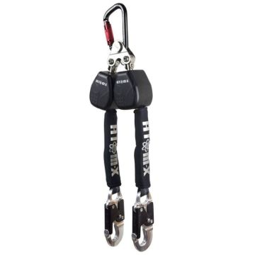 Picture of Atom Fall Arrest Dual Block 1.8m fitted with alloy snap hook and alloy karabiner. Max user weight 150kg