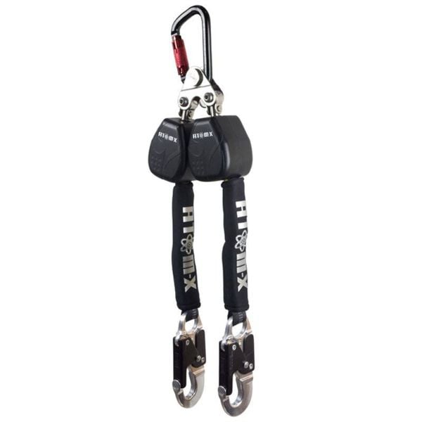 Picture of Atom Fall Arrest Dual Block 1.8m fitted with alloy snap hook and alloy karabiner. Max user weight 150kg