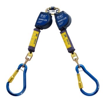 Picture of 3M™ DBI-SALA® Nano-Lok™ Self-Retracting Lifeline, XL Extended Length, Twin Leg, Quick Connector, Web, Twin Leg, 2.8m, 3101637