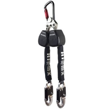 Picture of Atom Fall Arrest Dual Block 1.8m fitted with alloy snap hook and alloy karabiner. Max user weight 136kg option to be able to be used at foot level (ATOM -X2)