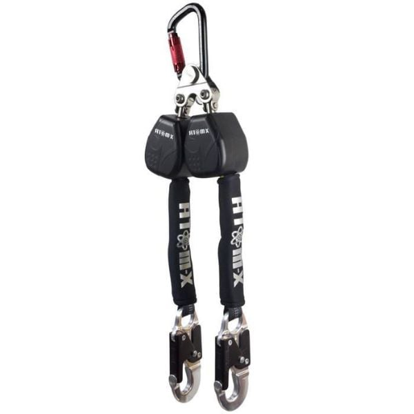 Picture of Atom Fall Arrest Dual Block 1.8m fitted with alloy snap hook and alloy karabiner. Max user weight 136kg option to be able to be used at foot level (ATOM -X2)