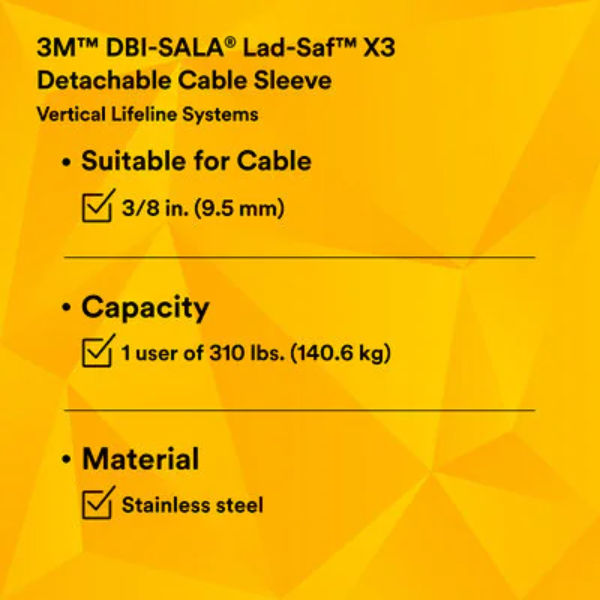 Picture of 3M™ DBI-SALA® Lad-Saf™ X3 Detachable Cable Sleeve, 9.5 mm, part number 6160054